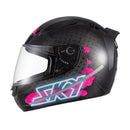 Capacete Sky Two Samurai Preto Brilho Transf Rosa 62
