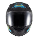 Capacete Sky Two Samurai Preto Brilho Transf Azul 56