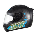 Capacete Sky Two Samurai Preto Brilho Transf Azul 60