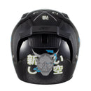 Capacete Sky Two Samurai Preto Brilho Transf Azul 60