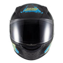 Capacete Sky Two Samurai Preto Fosco Transf Azul 58