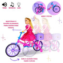 Boneca Com Bicicleta Ciclista Articulada Musical Anda E Luz