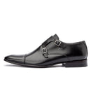 Sapato Masculino Double Monk Strap Solado De Couro Cromo Preto