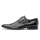 Sapato Masculino Monk Strap Solado De Couro Cromo Preto