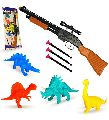 Kit Arminha De Brinquedo Lança 3 Dardos Pistola Dinossauro