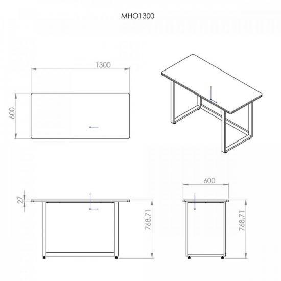 Mesa Office MHO 1300 Carvalho Berlin - borda 27mm