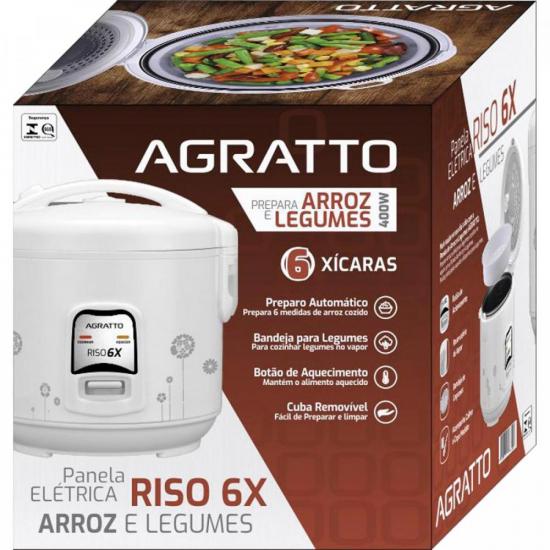 Panela Elétrica de Arroz Agratto PA6X Riso 400W 220v