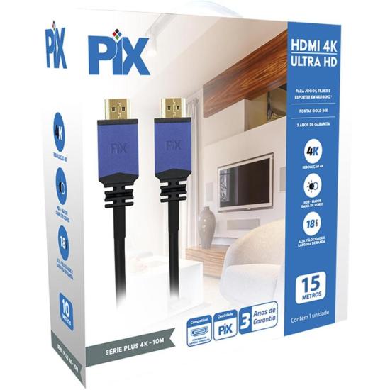 Cabo Hdmi 2.0 4k 19 Pinos Com Filtro 15m Pix