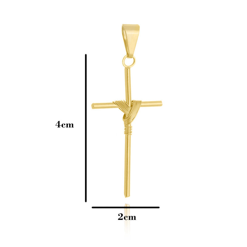 Corrente Grumet Fecho Gaveta 2,5mm - 6g - 70 Cm + Pingente Cruz Amarrada - 4,0 X 2,0 Cm