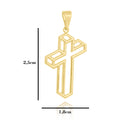 Corrente Cadeado Fecho Gaveta - 2mm - 6g - 70 Cm + Pingente Cruz 3d - 2,5 X 1,8 Cm