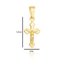 Corrente Elo Alongado Fecho Gaveta 2mm - 5g - 70 Cm + Pingente Cruz Cristo Detalhado Pequeno - 1,5 X 1,0 Cm