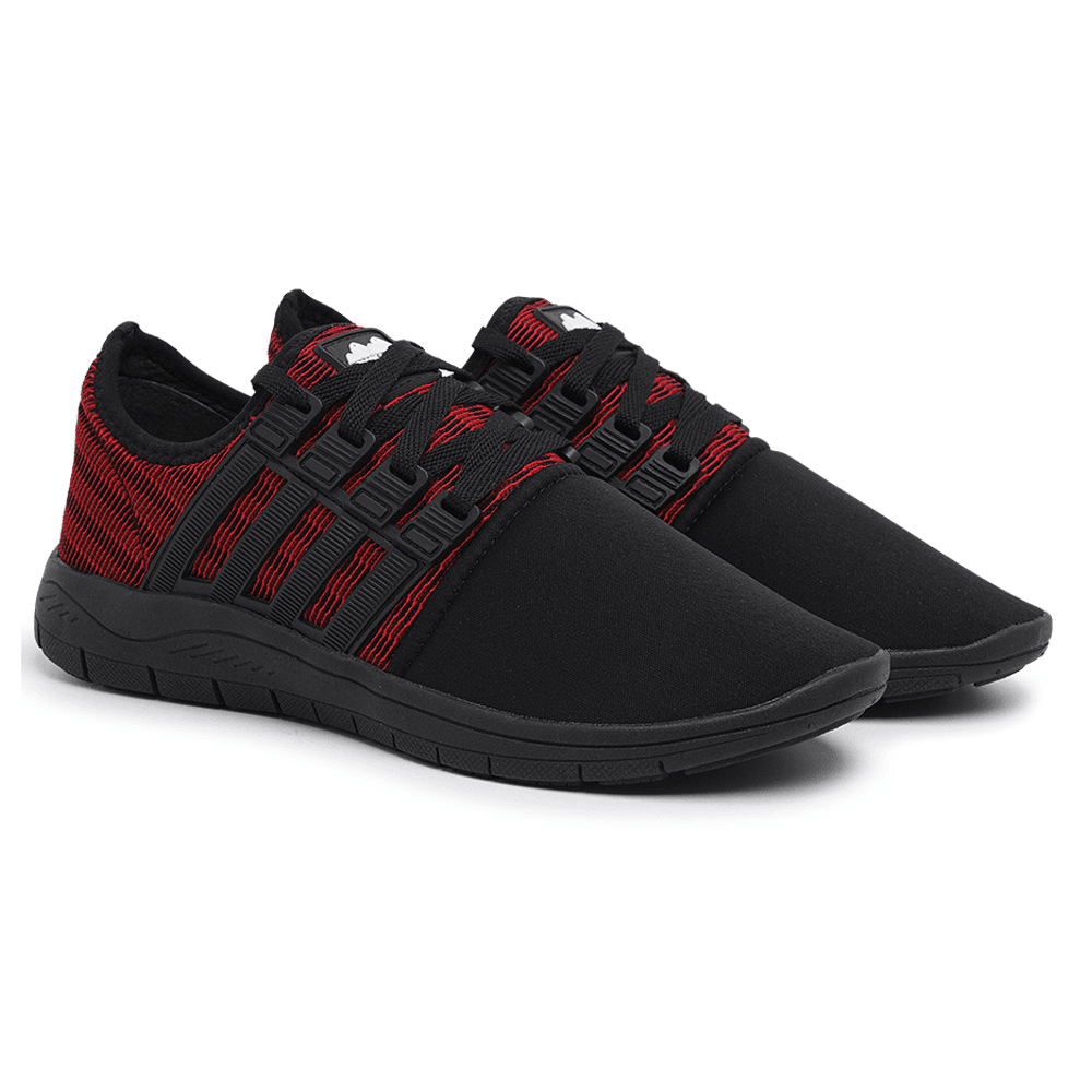 Tênis Caminhada Confortável Colors Preto E Vermelho 15008