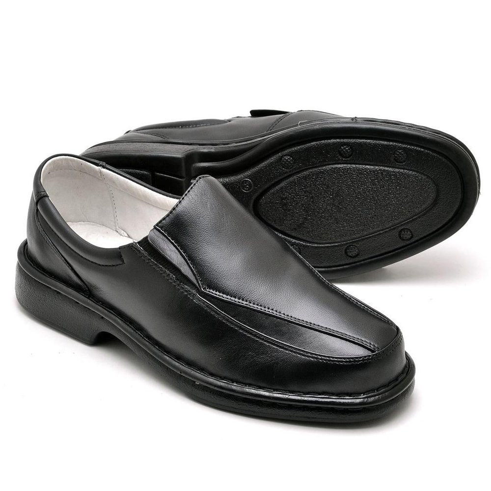 Sapato Casual Conforto Couro De Carneiro Preto 2001