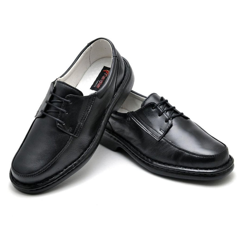 Sapato Casual Conforto Couro De Carneiro Preto 2002