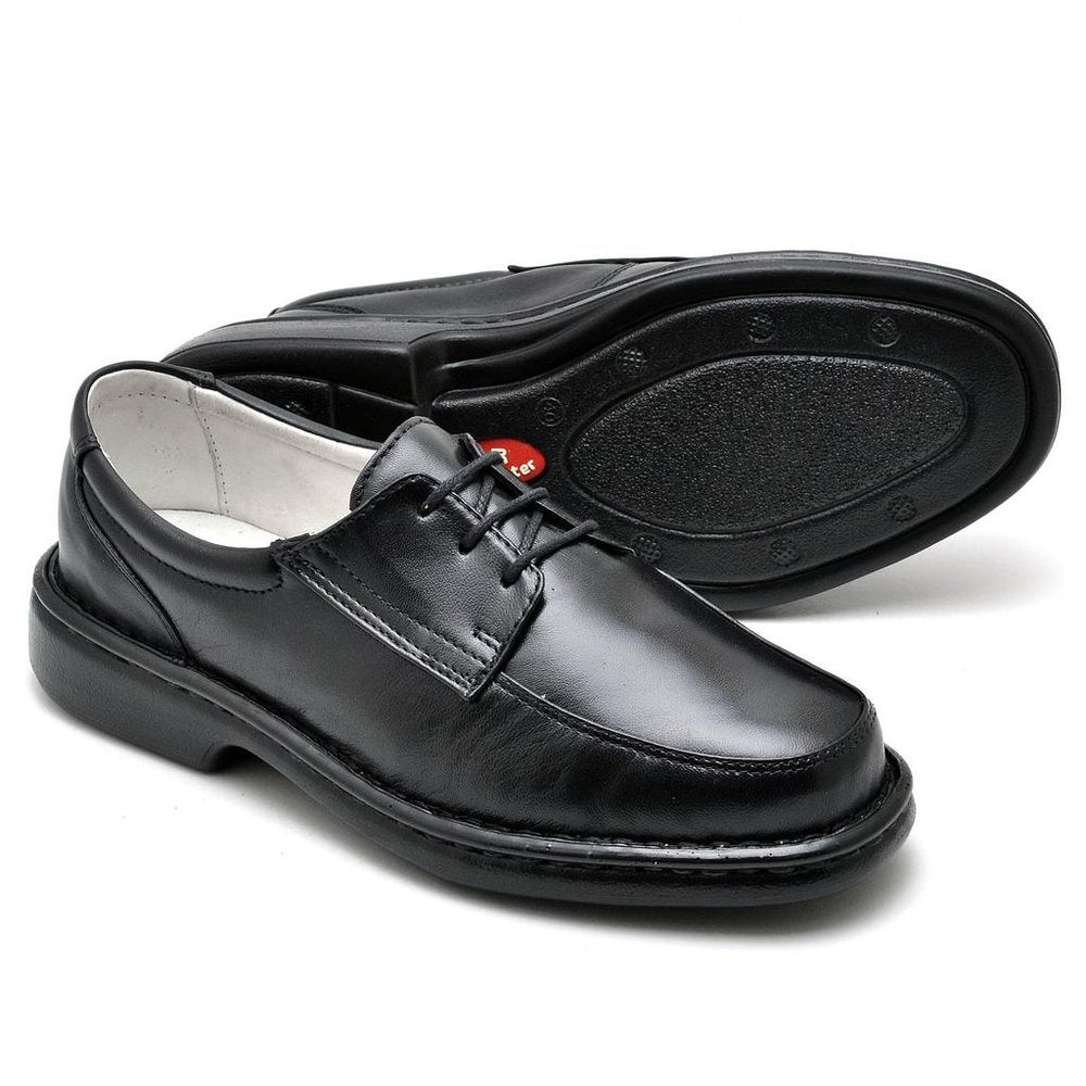 Sapato Casual Conforto Couro De Carneiro Preto 2002