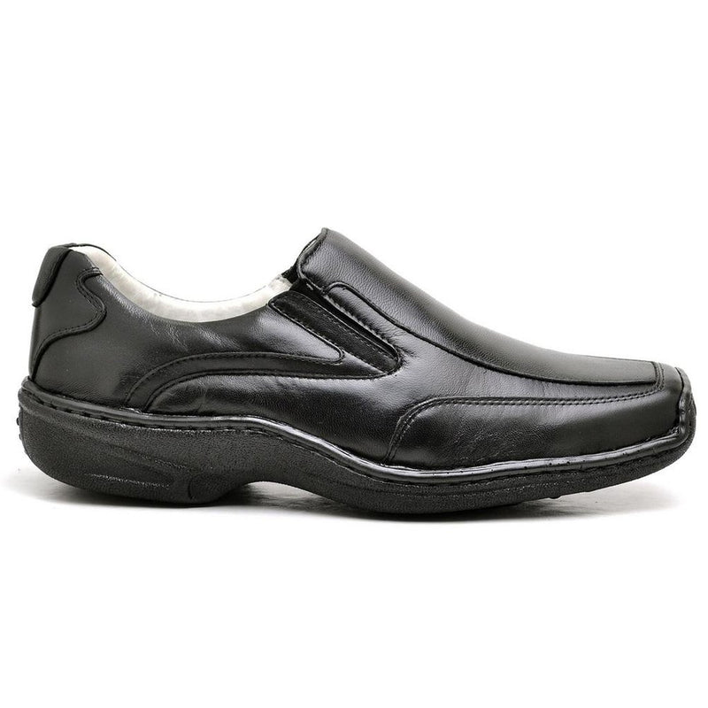 Sapato Casual Conforto Couro De Carneiro Preto 2015