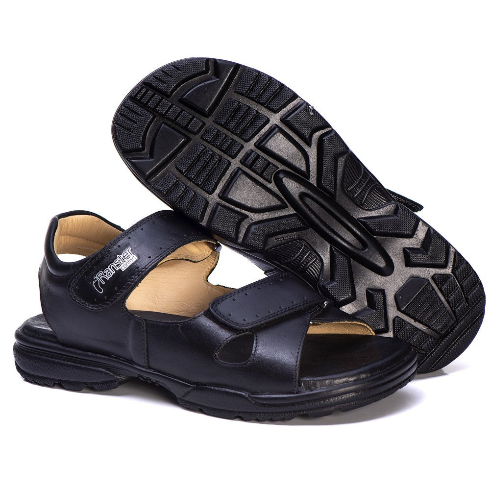 Sandália Masculina Conforto Couro Preto 800