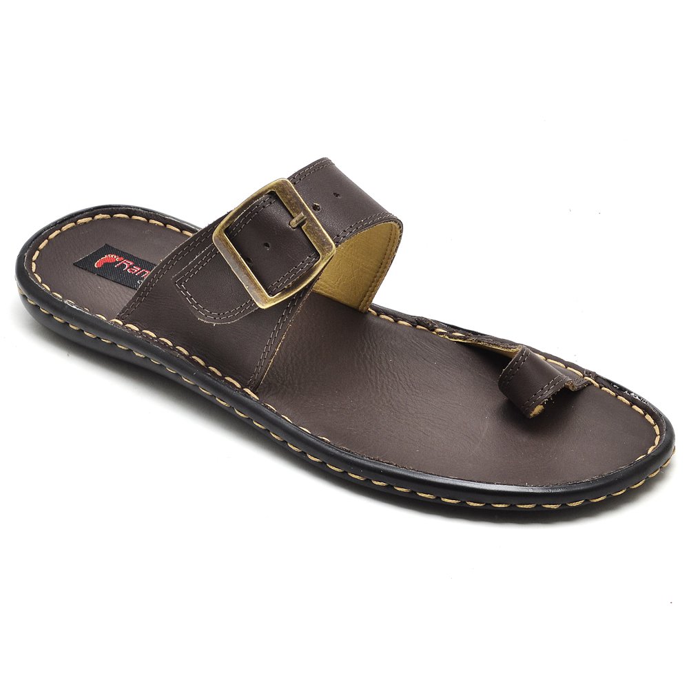 Chinelo Masculino Conforto Couro Marrom 803