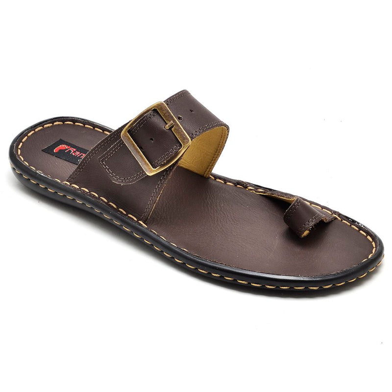 Chinelo Masculino Conforto Couro Marrom 803