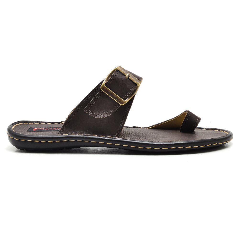 Chinelo Masculino Conforto Couro Marrom 803