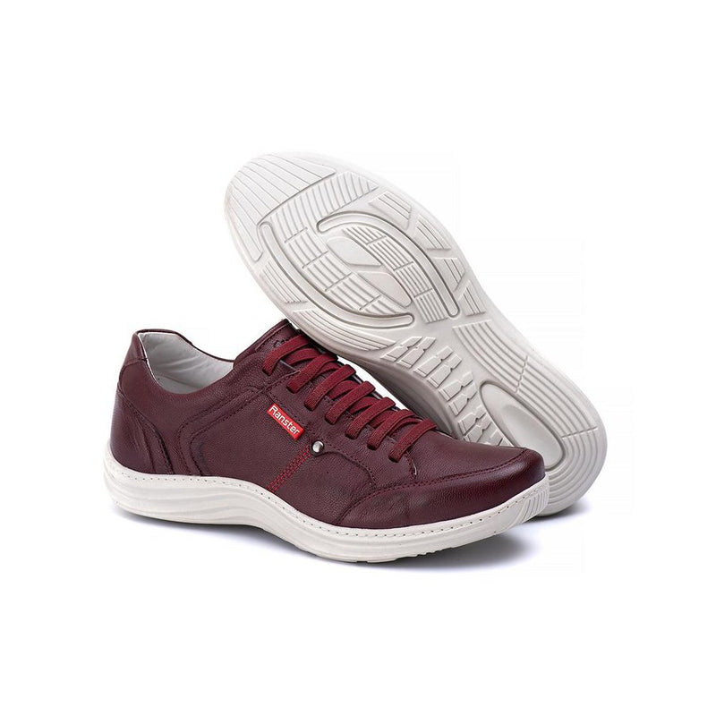 Sapatênis Casual Conforto Couro Vermelho 3000