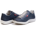 Sapatênis Casual Conforto Couro Azul 3001