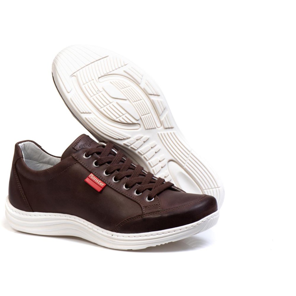 Sapatênis Casual Conforto Couro Marrom 3001