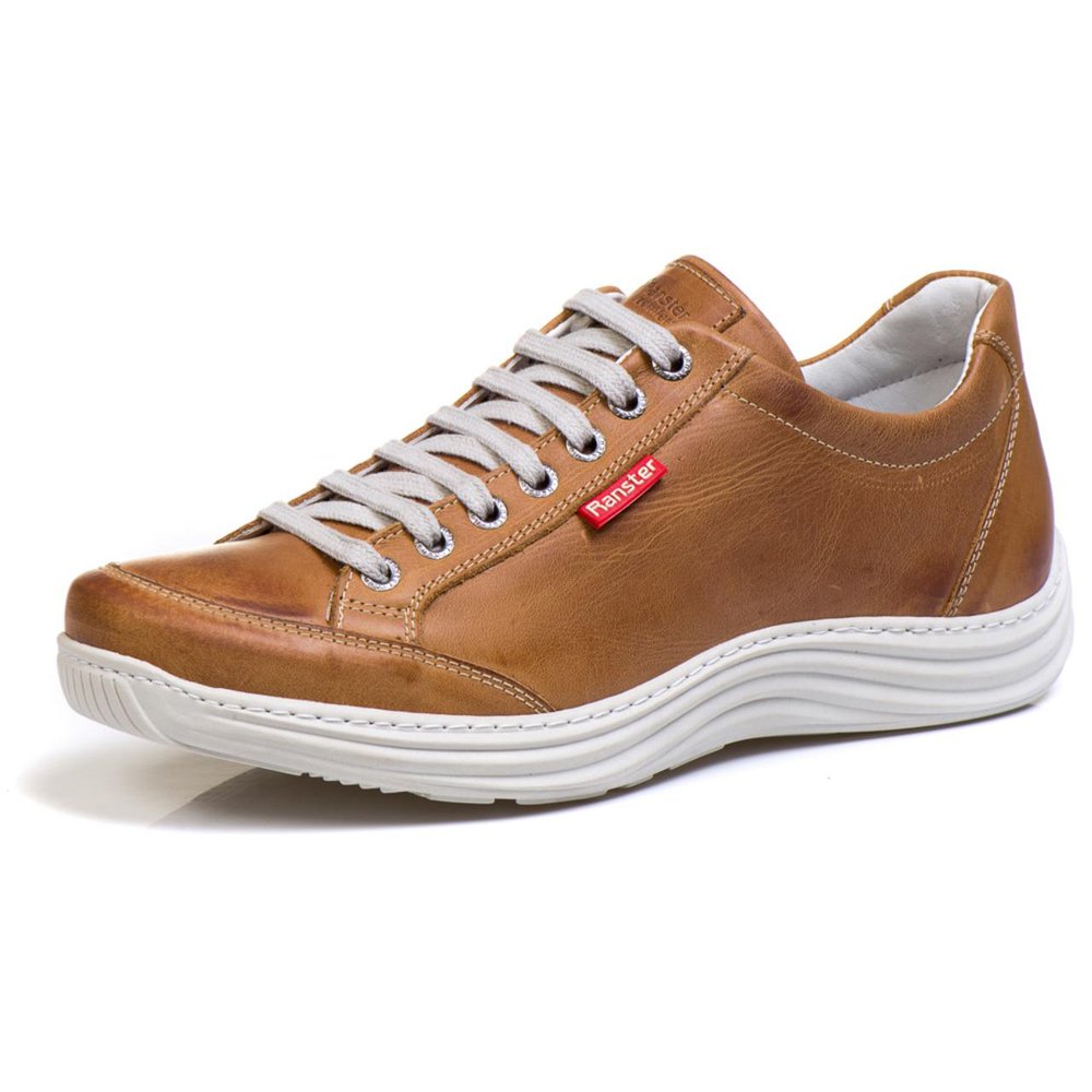 Sapatênis Casual Conforto Couro Marrom Claro 3001