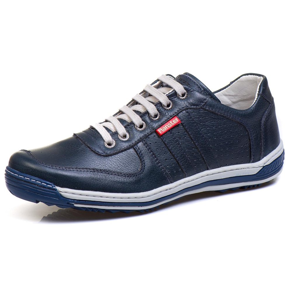 Sapatênis Casual Conforto Couro Azul 3002