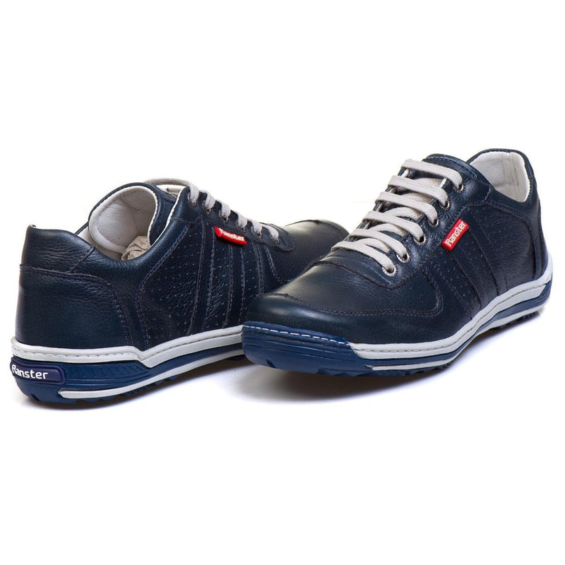 Sapatênis Casual Conforto Couro Azul 3002