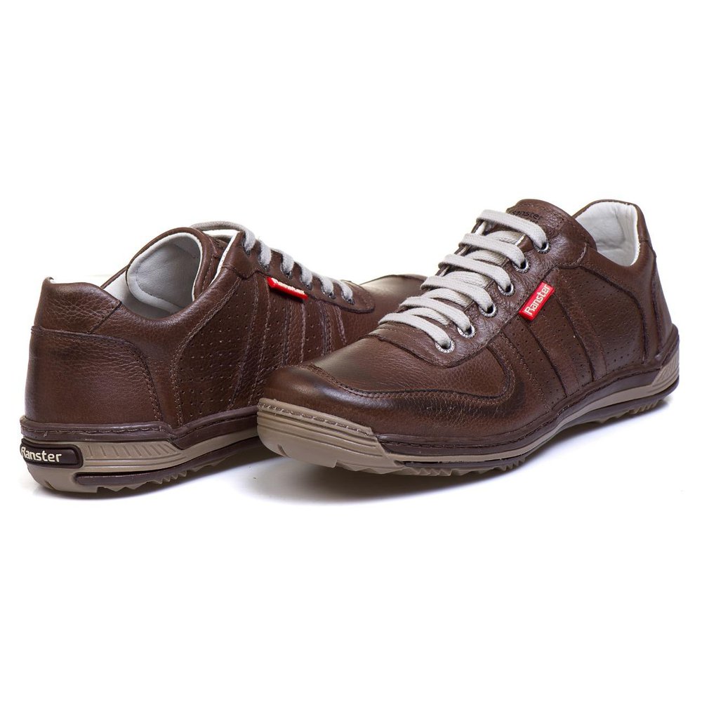 Sapatênis Casual Conforto Couro Marrom 3002