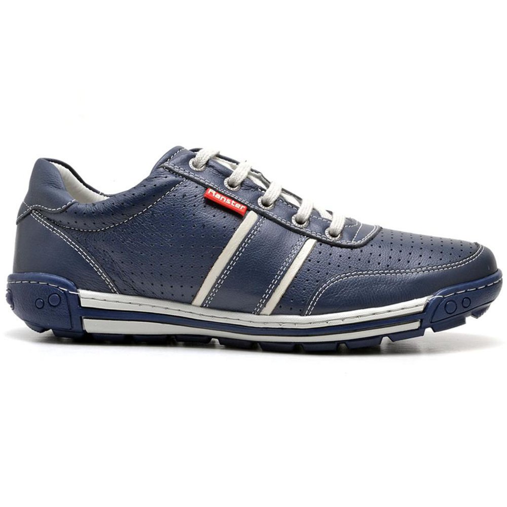 Sapatênis Casual Conforto Couro Azul 3004