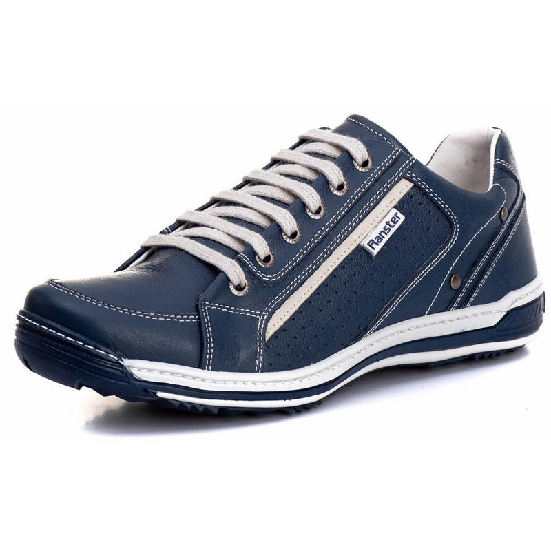 Sapatênis Casual Conforto Couro Azul 3006