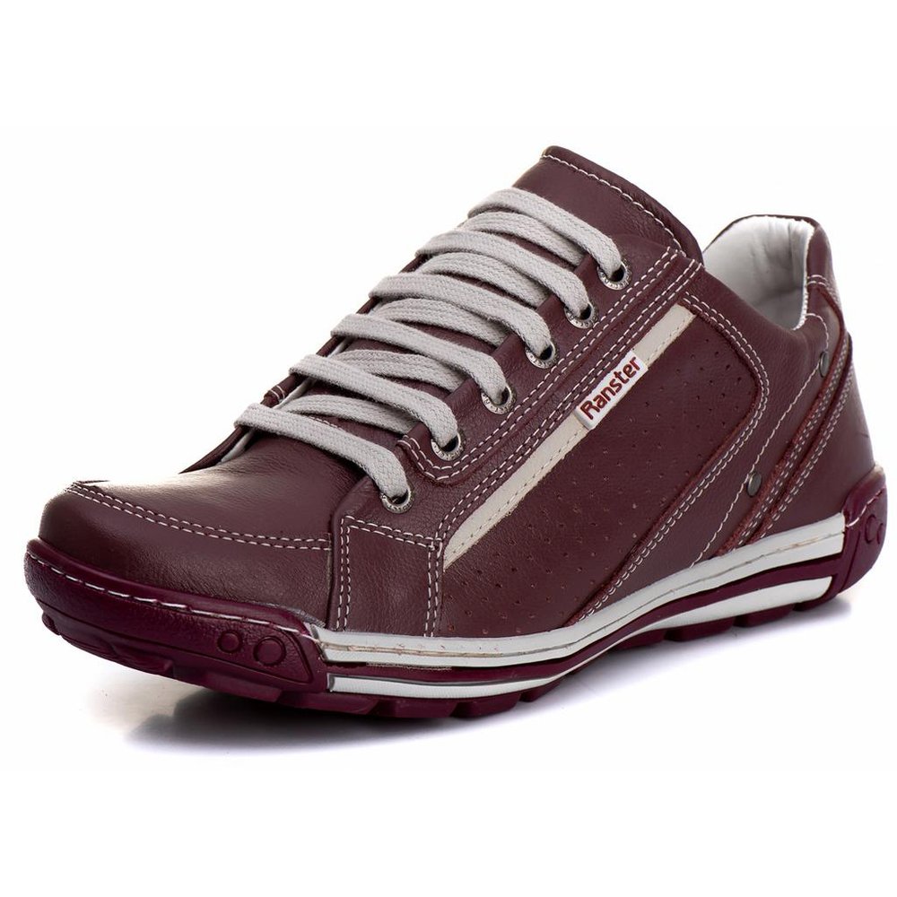 Sapatênis Casual Conforto Couro Vermelho 3006