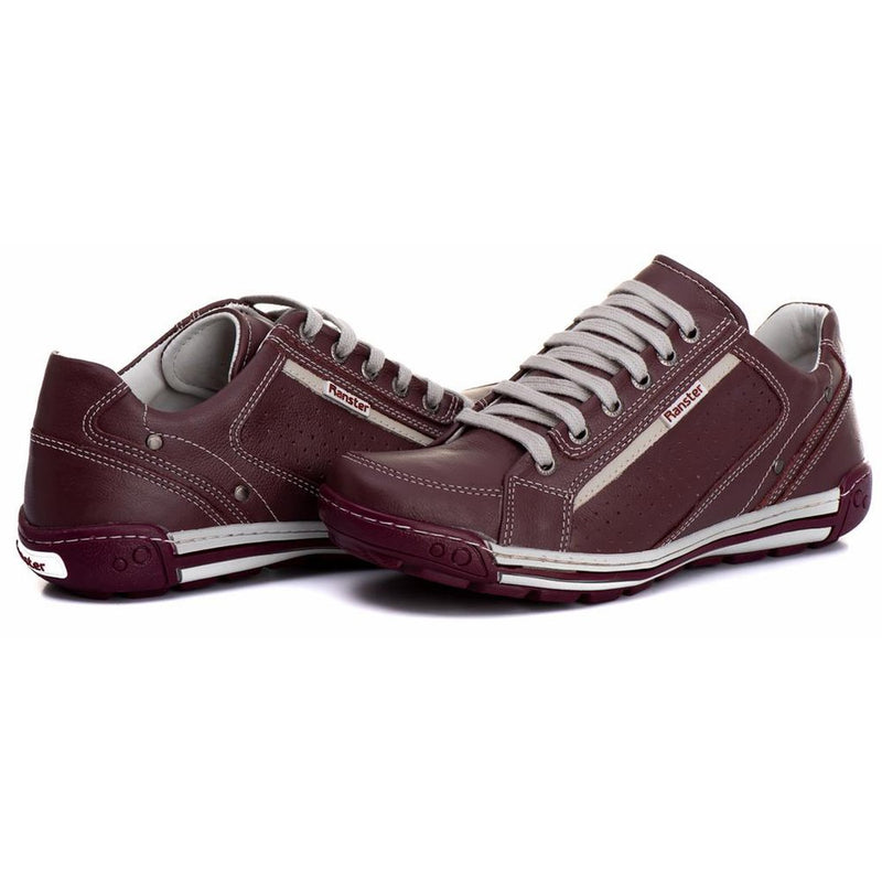 Sapatênis Casual Conforto Couro Vermelho 3006