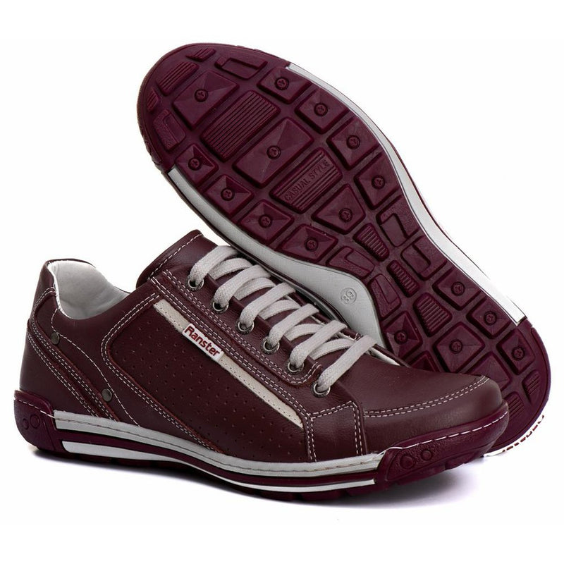 Sapatênis Casual Conforto Couro Vermelho 3006