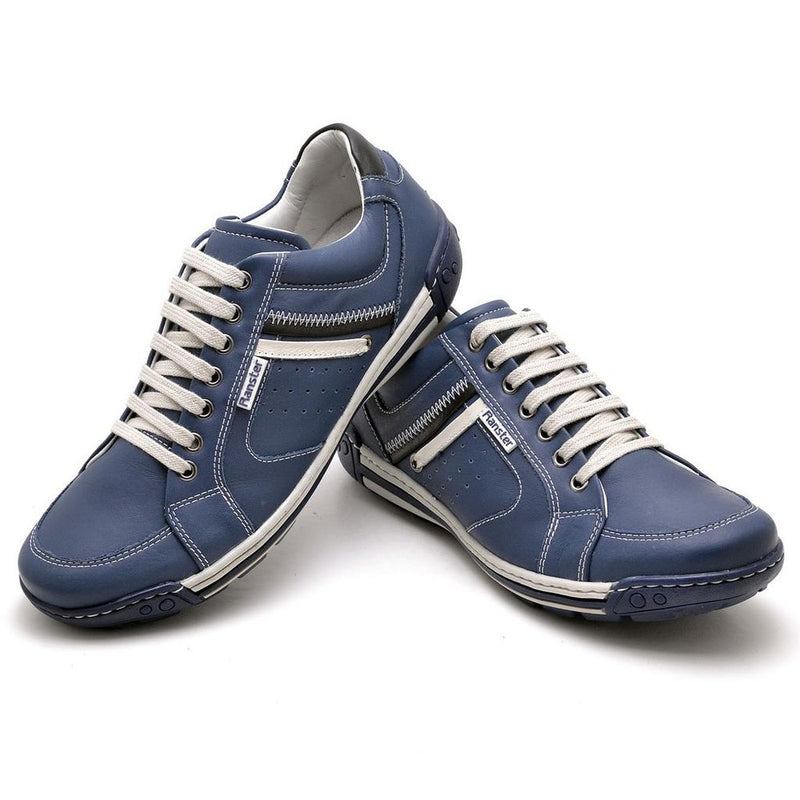 Sapatênis Casual Conforto Couro Azul 3007