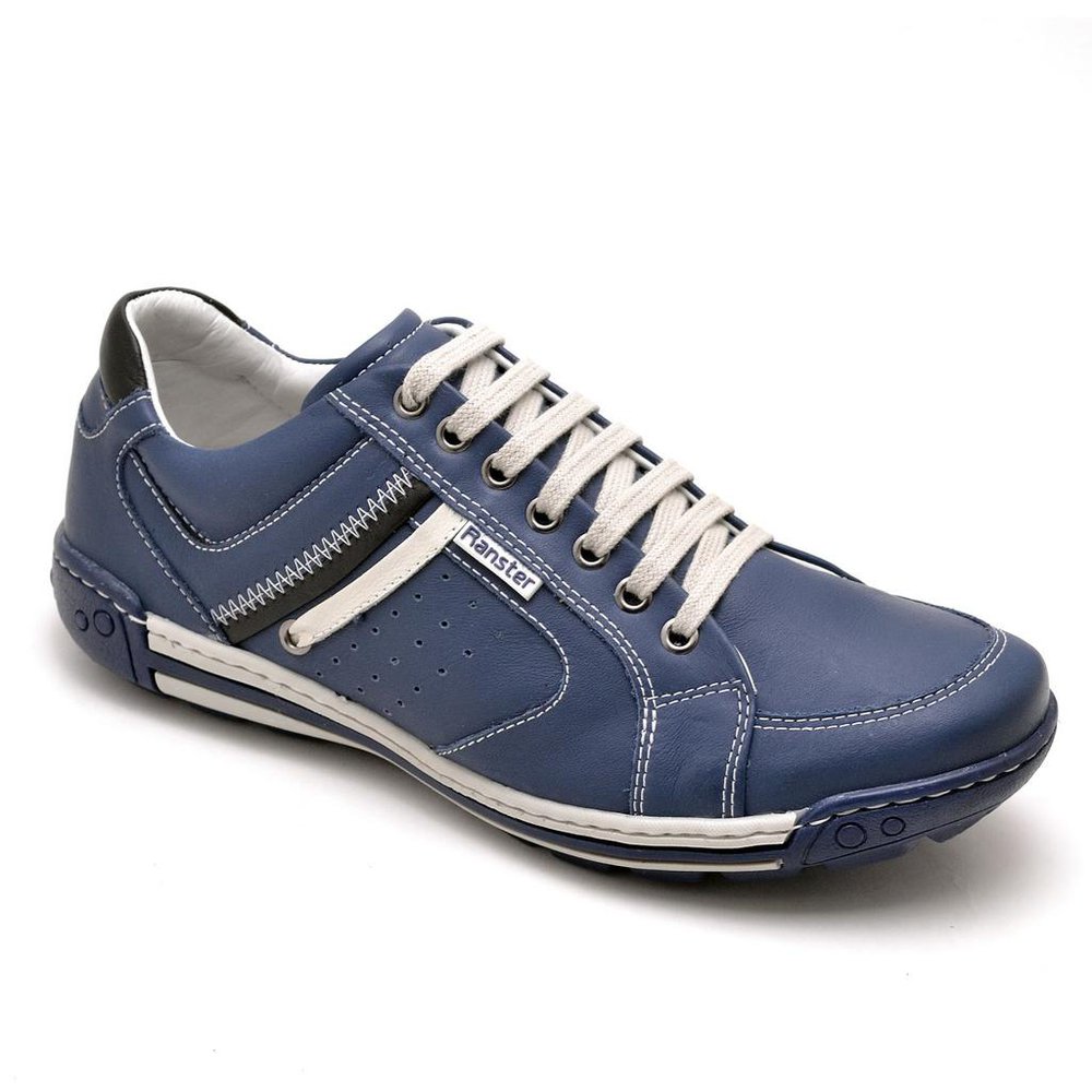 Sapatênis Casual Conforto Couro Azul 3007