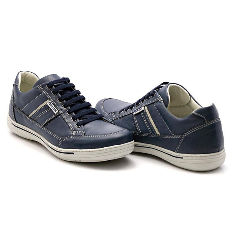 Sapatênis Casual Conforto Couro Azul 3008