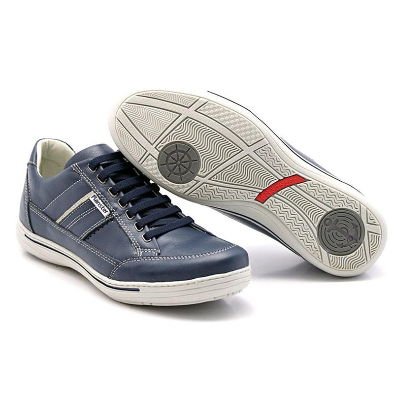 Sapatênis Casual Conforto Couro Azul 3008