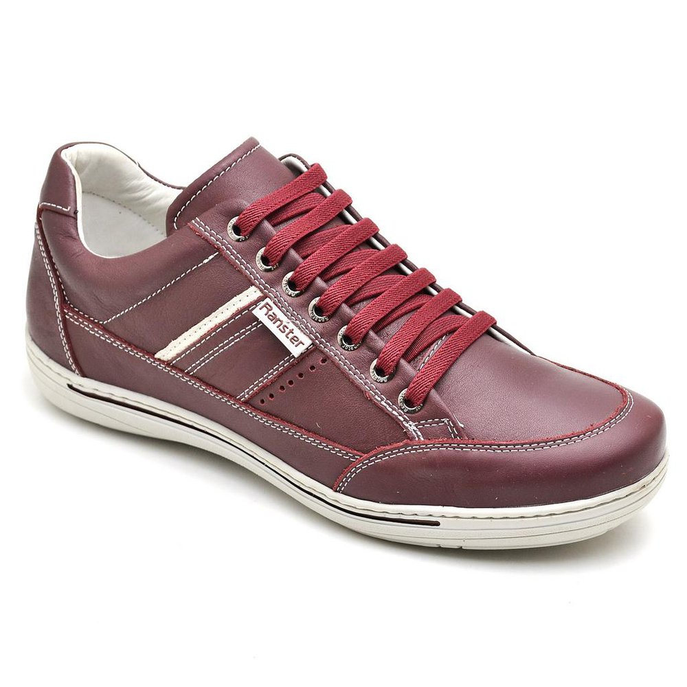 Sapatênis Casual Conforto Couro Vermelho 3008