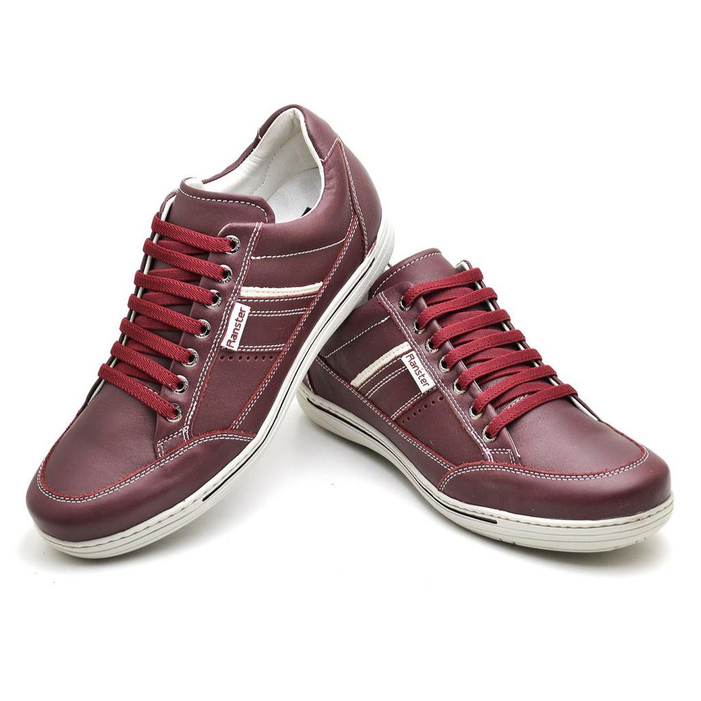 Sapatênis Casual Conforto Couro Vermelho 3008