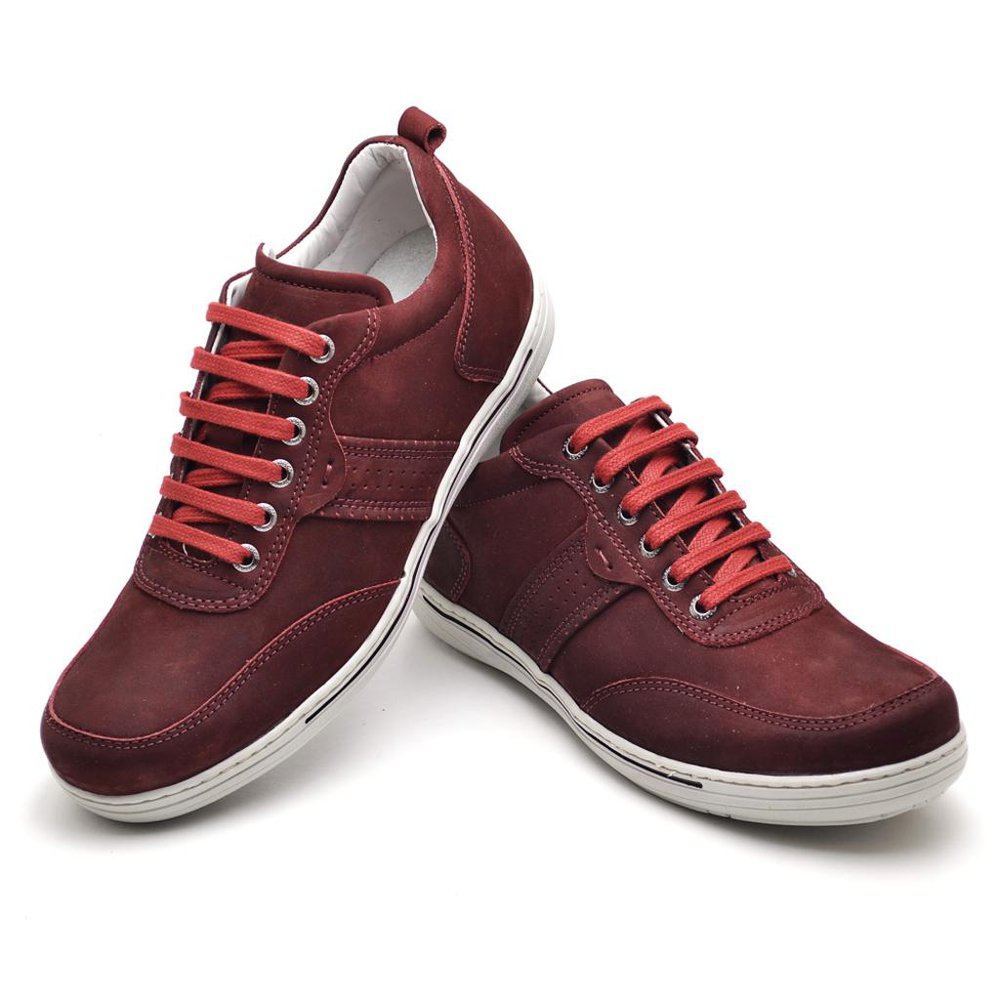 Sapatênis Casual Conforto Couro Vermelho 3011