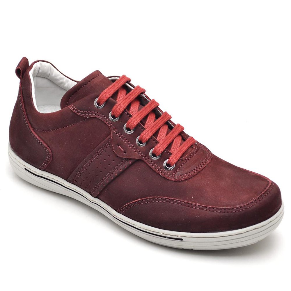 Sapatênis Casual Conforto Couro Vermelho 3011