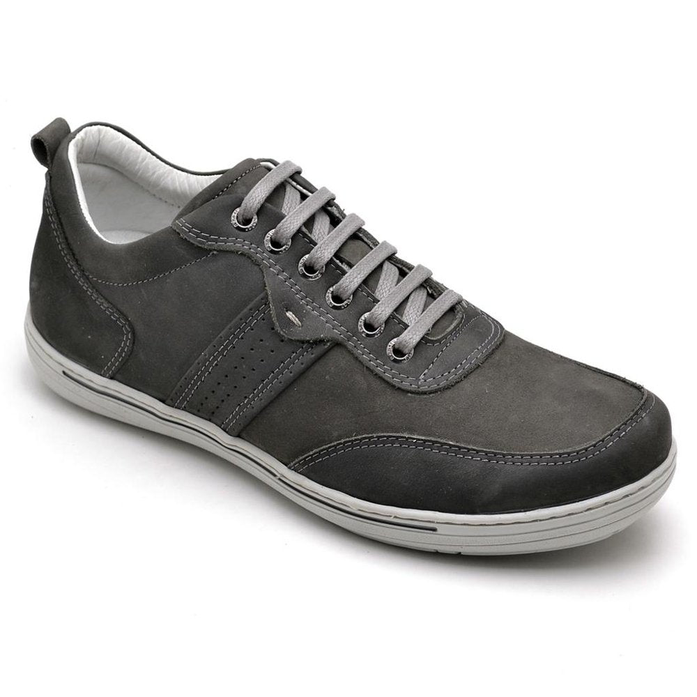 Sapatênis Casual Conforto Couro Cinza 3011