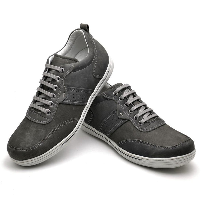 Sapatênis Casual Conforto Couro Cinza 3011