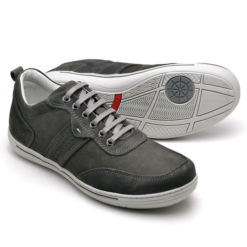 Sapatênis Casual Conforto Couro Cinza 3011