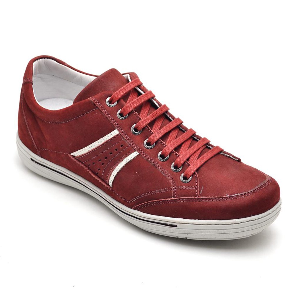 Sapatênis Casual Conforto Couro Vermelho 3013