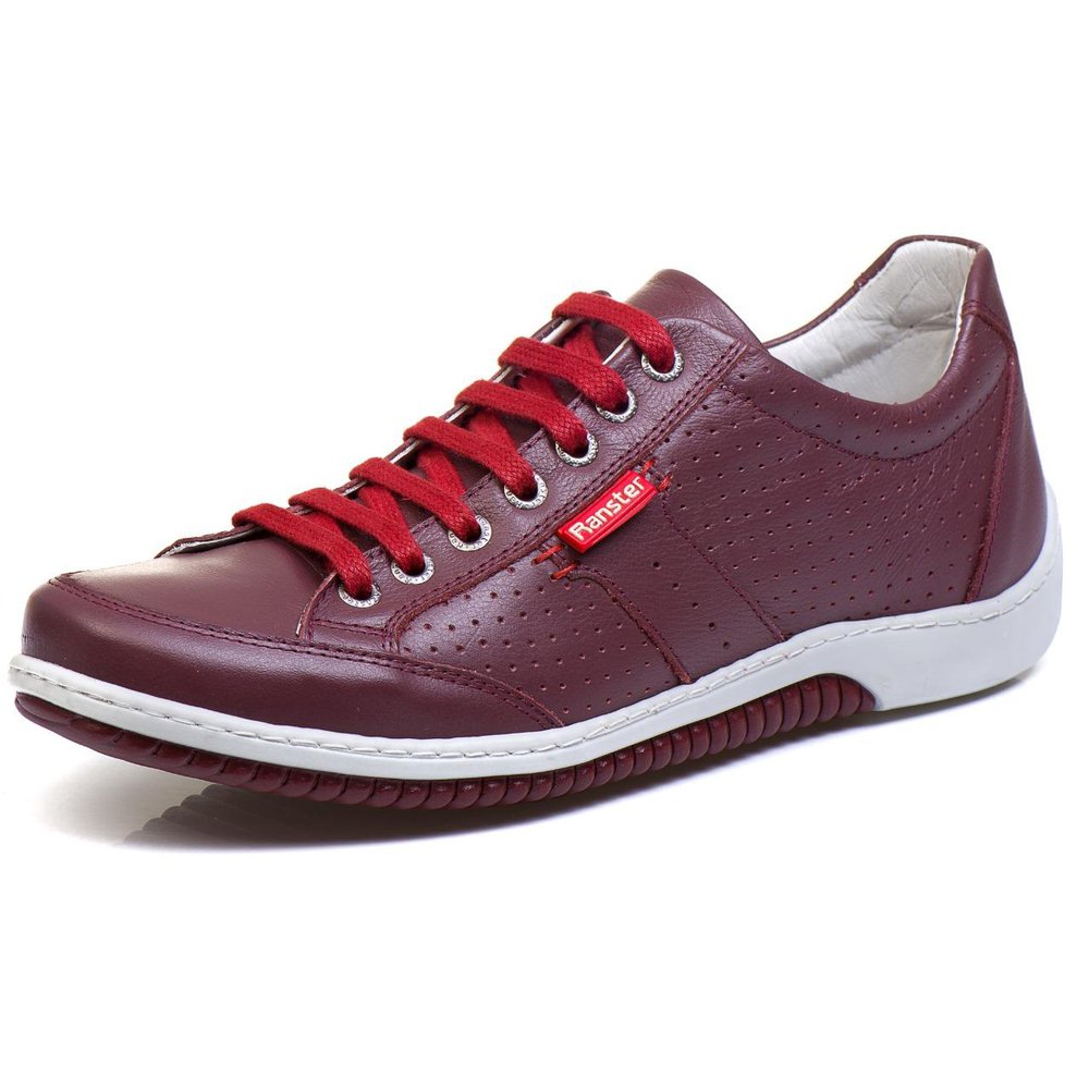 Sapatênis Casual Conforto Couro Vermelho 3016