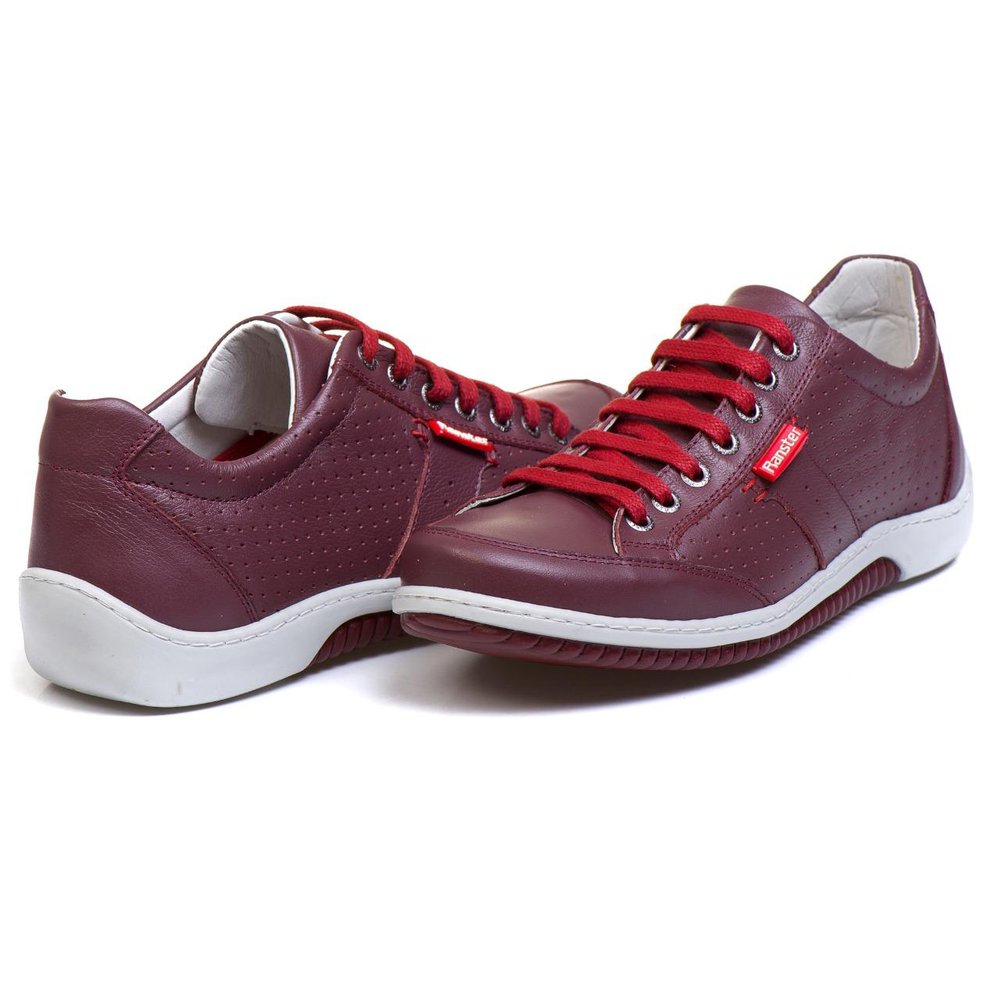 Sapatênis Casual Conforto Couro Vermelho 3016